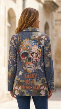 Veste blazer Suédine Imprimé Camouflage "Tête de Mort"