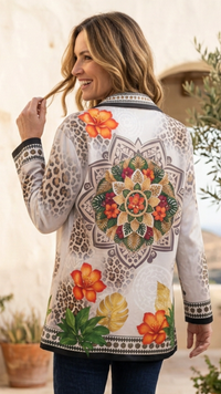Veste Blazer Suédine Imprimé "JUNGLE & MANDALA"