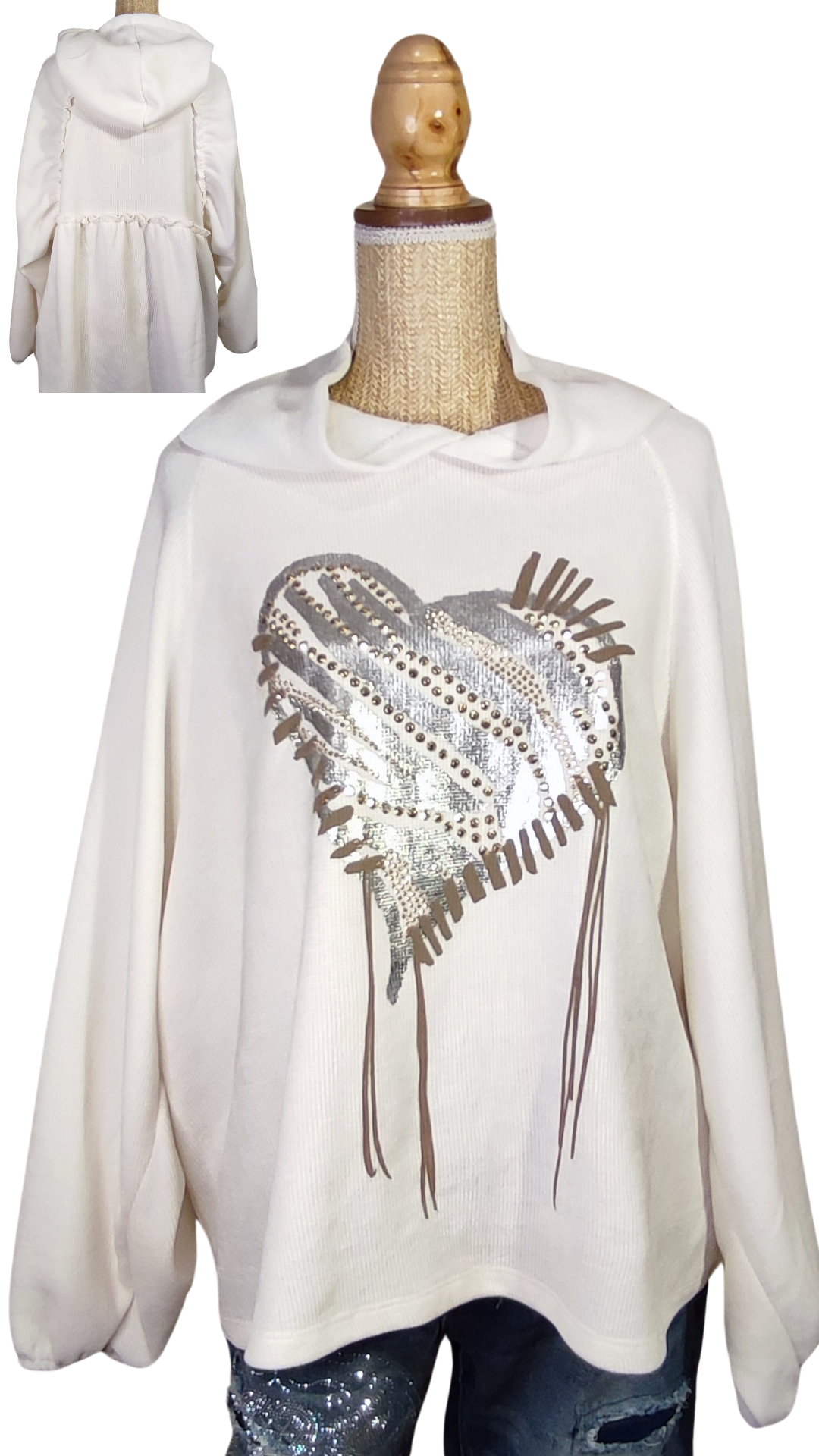 Sweat HEART Velours Blanc