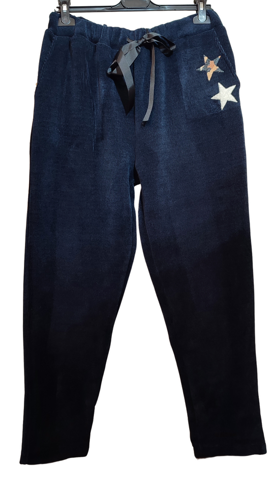 Pantalon Velours BASILE Bleu Marine