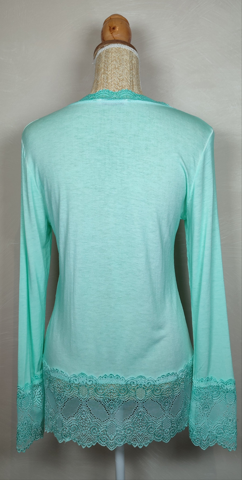 Top Dentelle Col V ELY Vert Menthe
