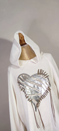 Sweat HEART Velours Blanc