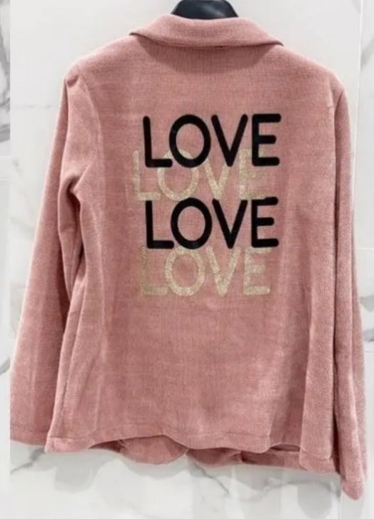 Veste Velours LOVE Vieux Rose