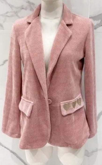 Veste Velours LOVE Vieux Rose