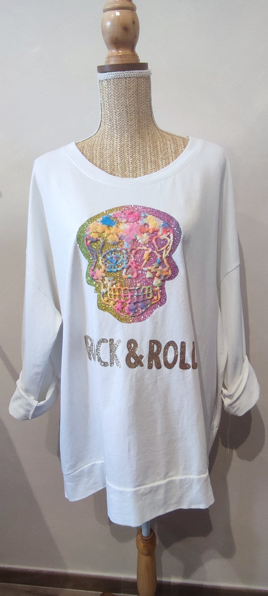 Sweat  SKULL ROCK Blanc