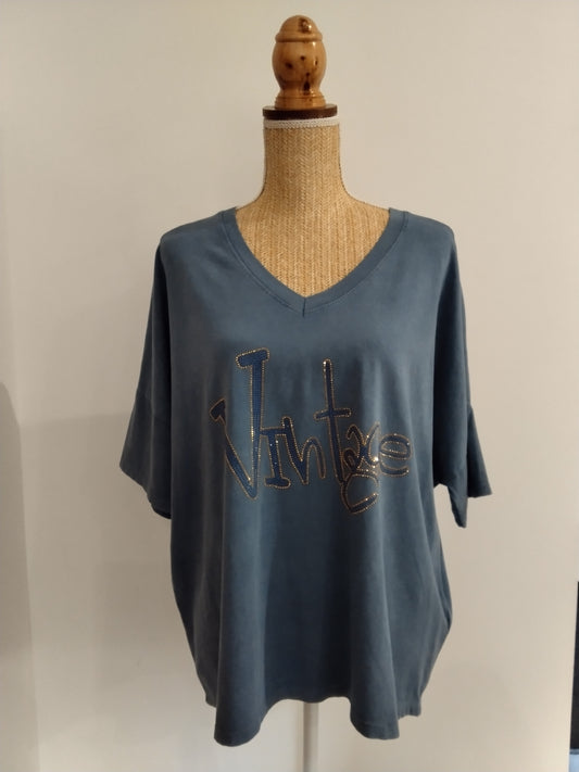 Tee-Shirt VINTAGE Bleu Jean