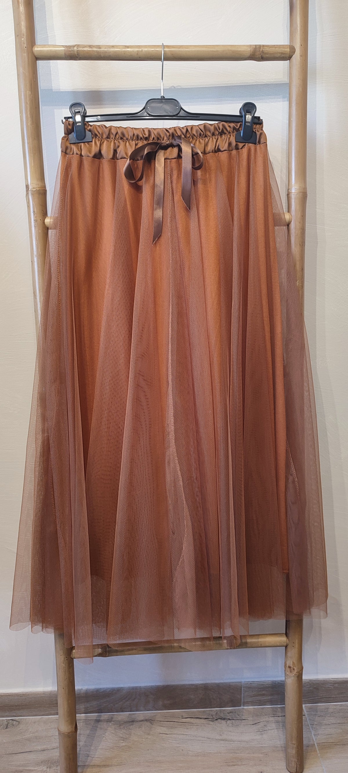 Jupe Tulle MIRNA Camel Foncé