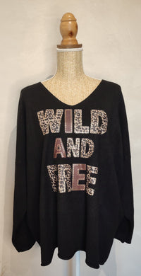 Pull "WILD AND FREE" Noir