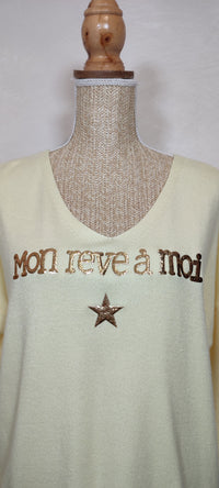 Pull Jaune à Inscription Dorée "Mon Rêve à Moi"