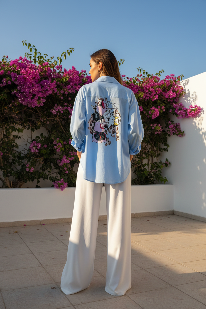 Chemise bleu ciel Minnie - dos