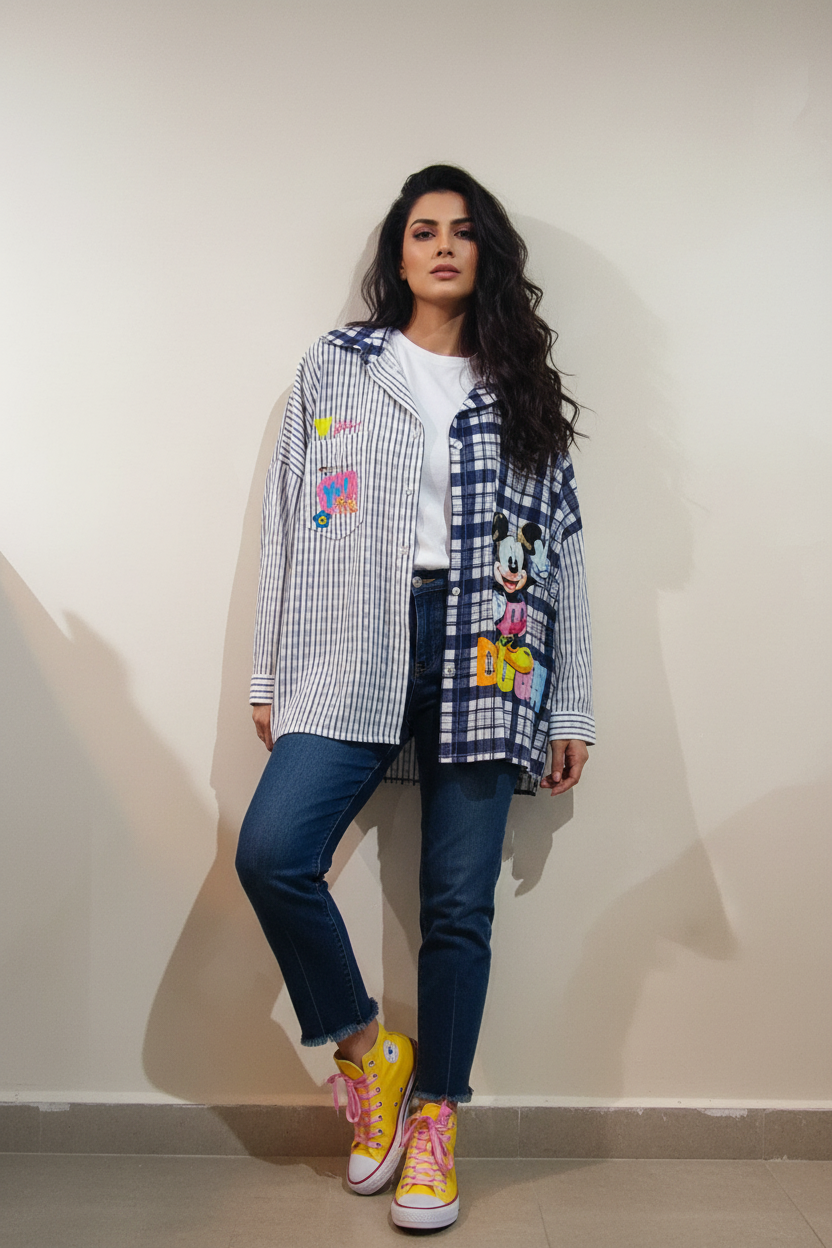 Chemise MICKEY - pose décontractée