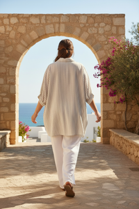 Chemise oversize rayée - dos nouvelle pose