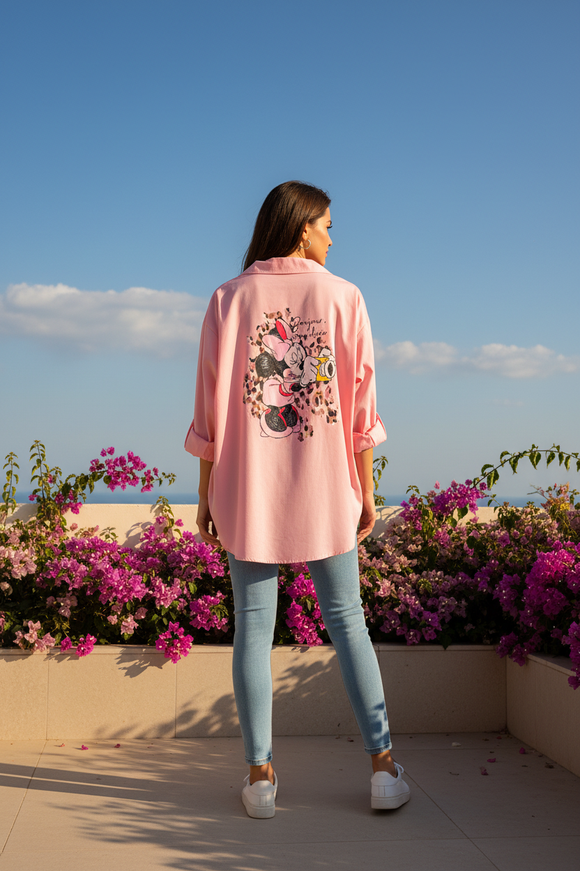 Chemise rose Minnie + jean - dos