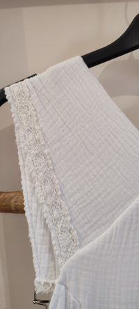 Robe Salopette Gaze de Coton Blanc LEA