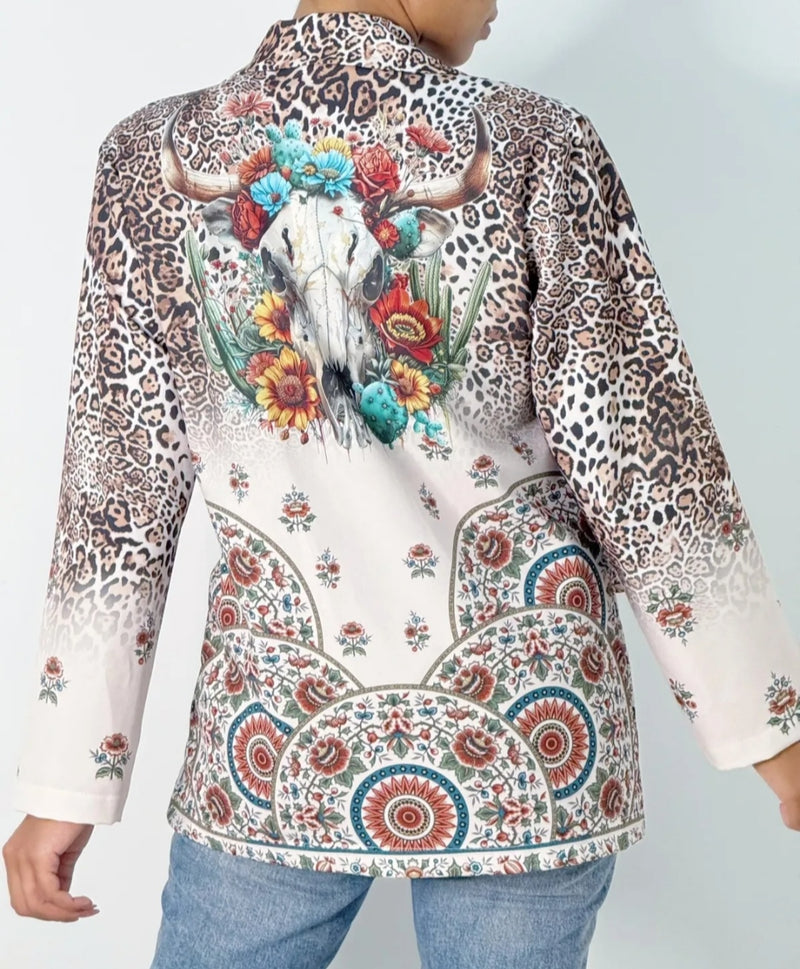 Veste Bohème à Motif "Tête de Buffle"