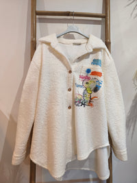 Veste Surchemise en Bouclette Ecru Motif SNOOPY