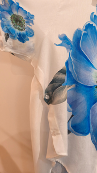 Chemise Blanche Oversize Imprimé Fleur BLEUET