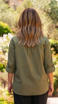 Chemise Kaki à Empiècements Animalier ROMANE