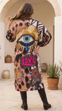 Robe Longue Noir Imprimé & Motif Oeil SOKA
