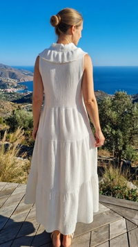 Robe Blanche à Volants Crêpe Irisé FLOA