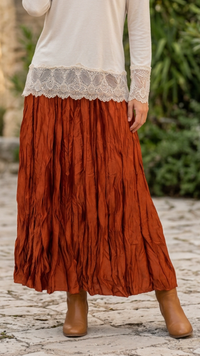 Jupe Longue Froissée Terra Cotta SALOME