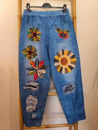 Pantalon Effet Jean Imprimé Floral JEZY