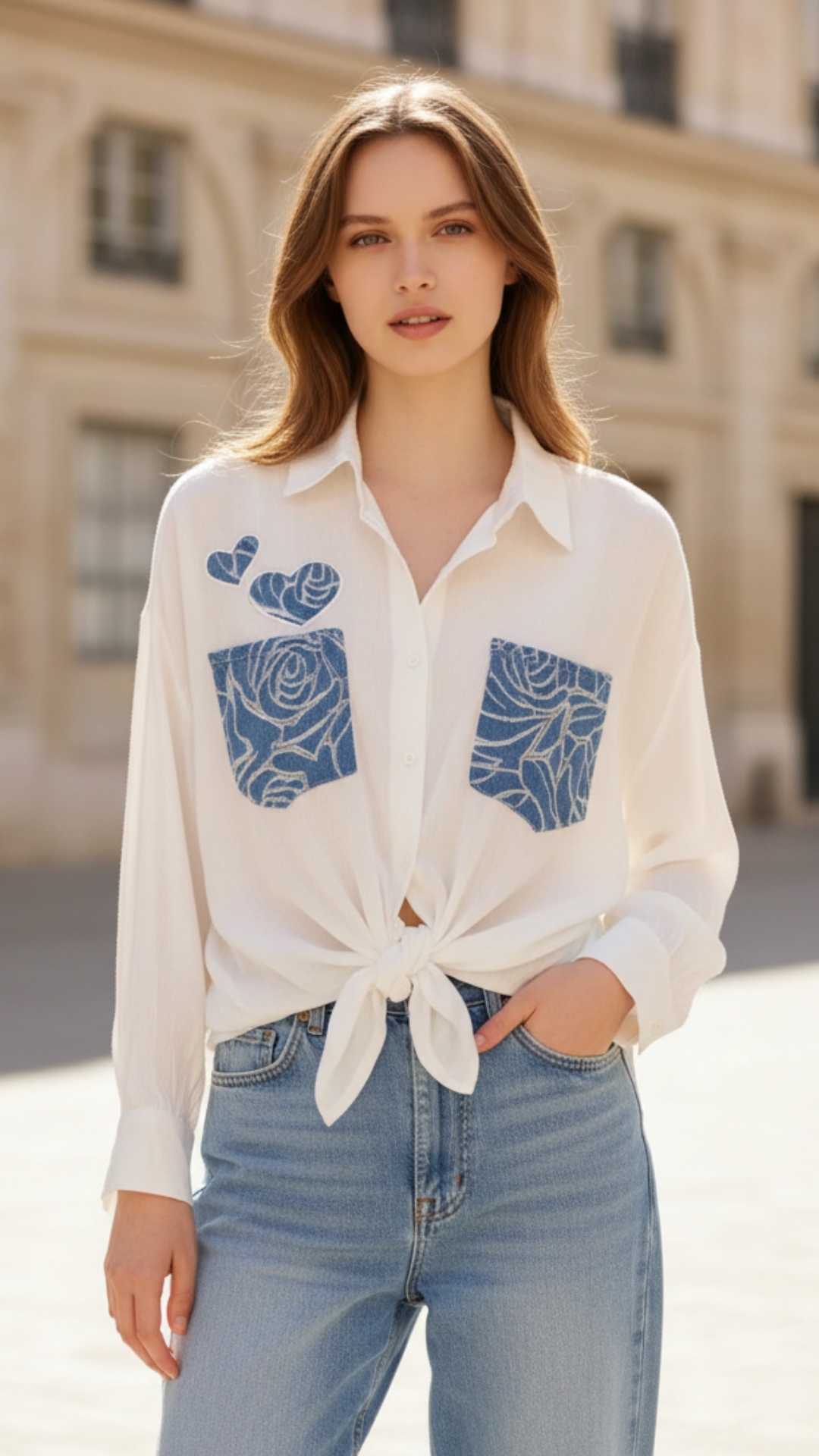 Chemise Blanche Fluide à empiècements Jean PAULA