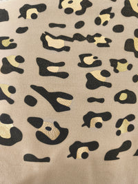 Echarpe beige à franges imprimé léopard doré ZOE