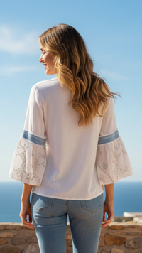 Blouse Blanche à sequins Argentés LISBETH