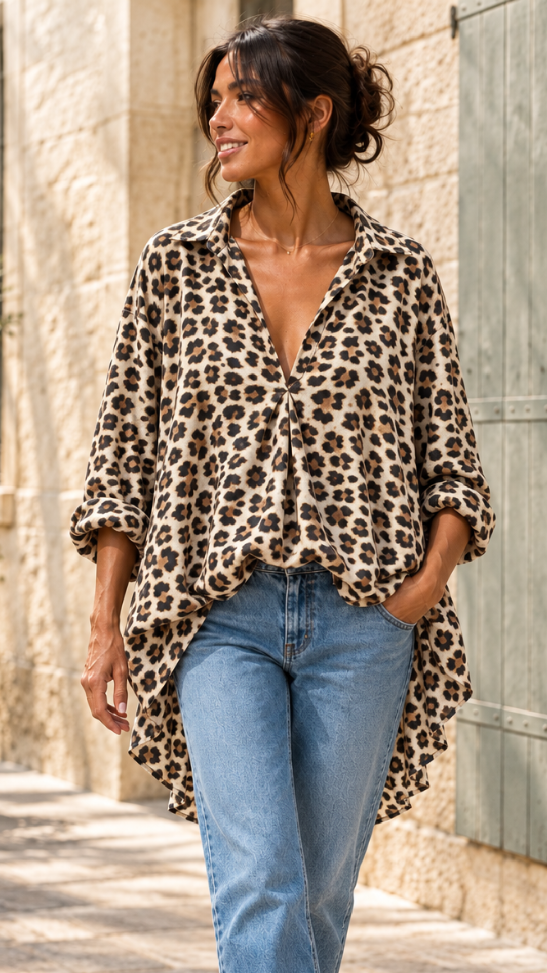 Chemise Oversize Effet Bouffant Léopard MAEVA