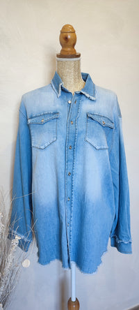 Chemise en Jean Bleu Délavé à Motif "Tête de Mort" SIAM