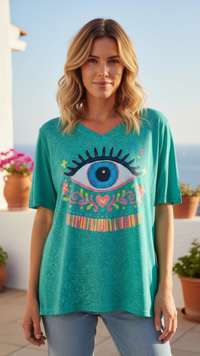 Tee-Shirt à Motif Oeil Vert JULY