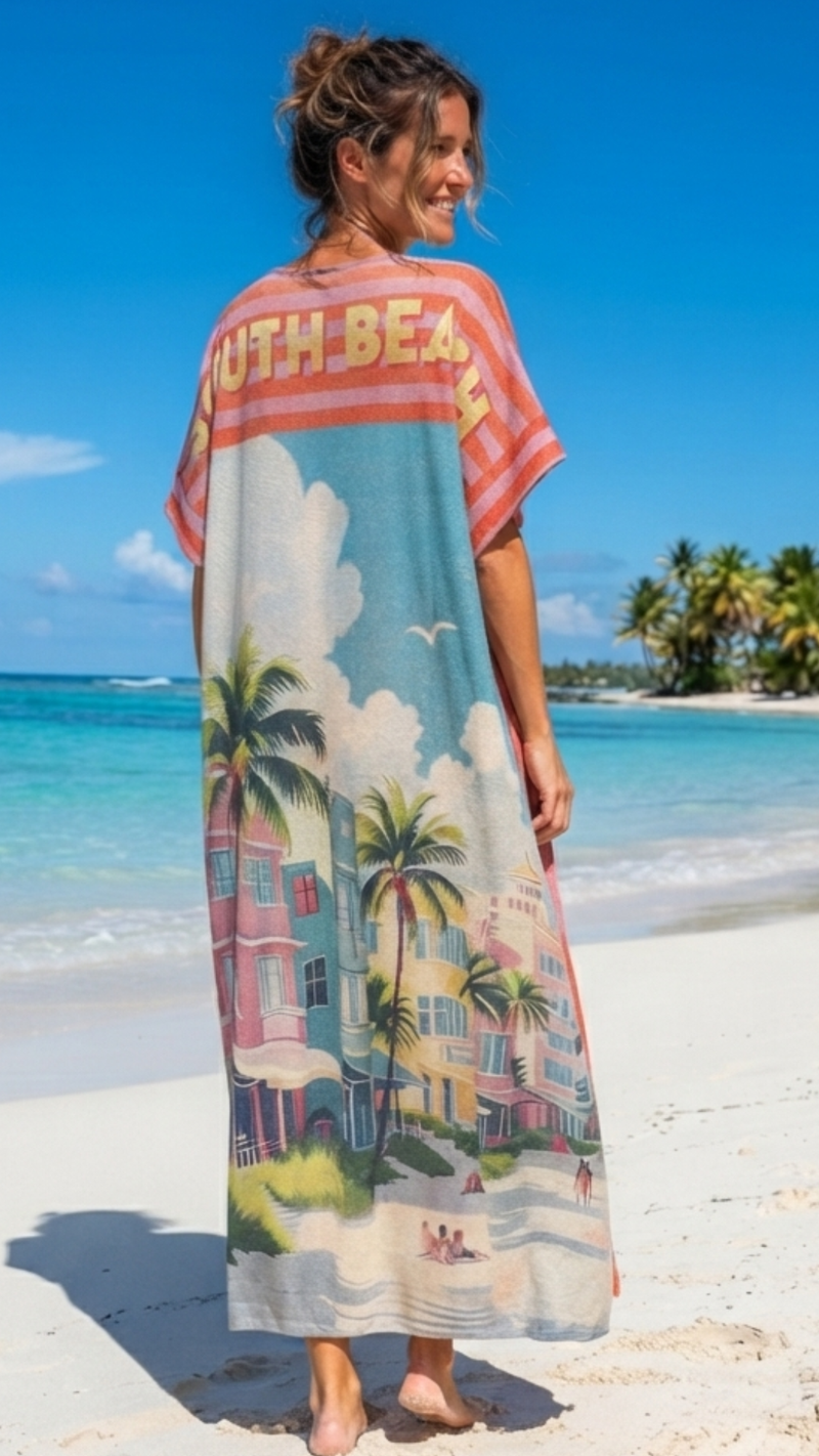 Robe longue Lurex Rayée Rose et Rouge "BE JOYFUL"