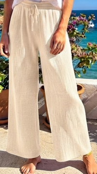Pantalon Gaze de Coton Crème Uni UGO