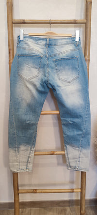 Jean Bleu Clair Délavé Inscription Paillette et Fourrure LOVE