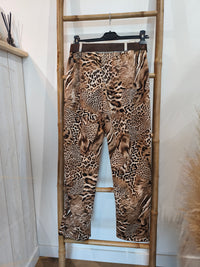 Pantalon Imprimé Léopard Marron MILOU