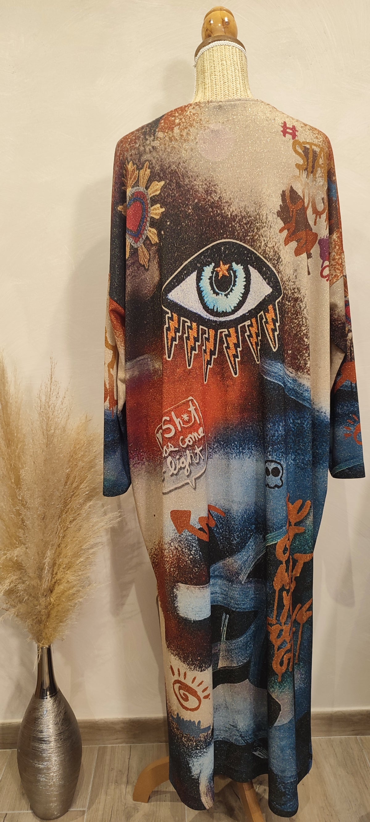 Robe Longue Lurex à Motif EYES