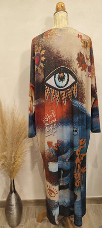 Robe Longue Lurex à Motif EYES