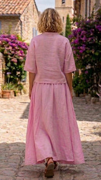 Ensemble Chemise et Jupe Longue Voile de Coton Rose