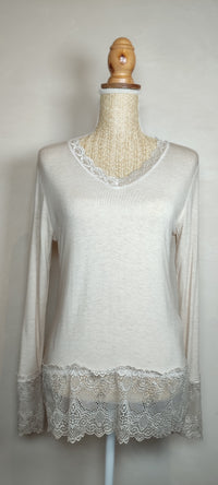 Top Dentelle Col V ELY Beige Clair
