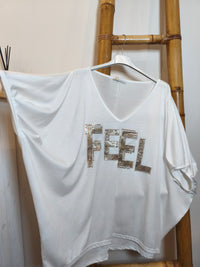 Tee-Shirt Blanc Oversize FEEL