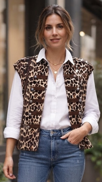 Gilet Sans Manche Léopard Style Officier HERA