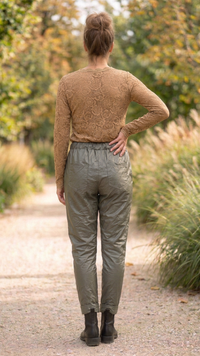 Pantalon Simili Cuir Kaki à Cordon Léopard SANDRO