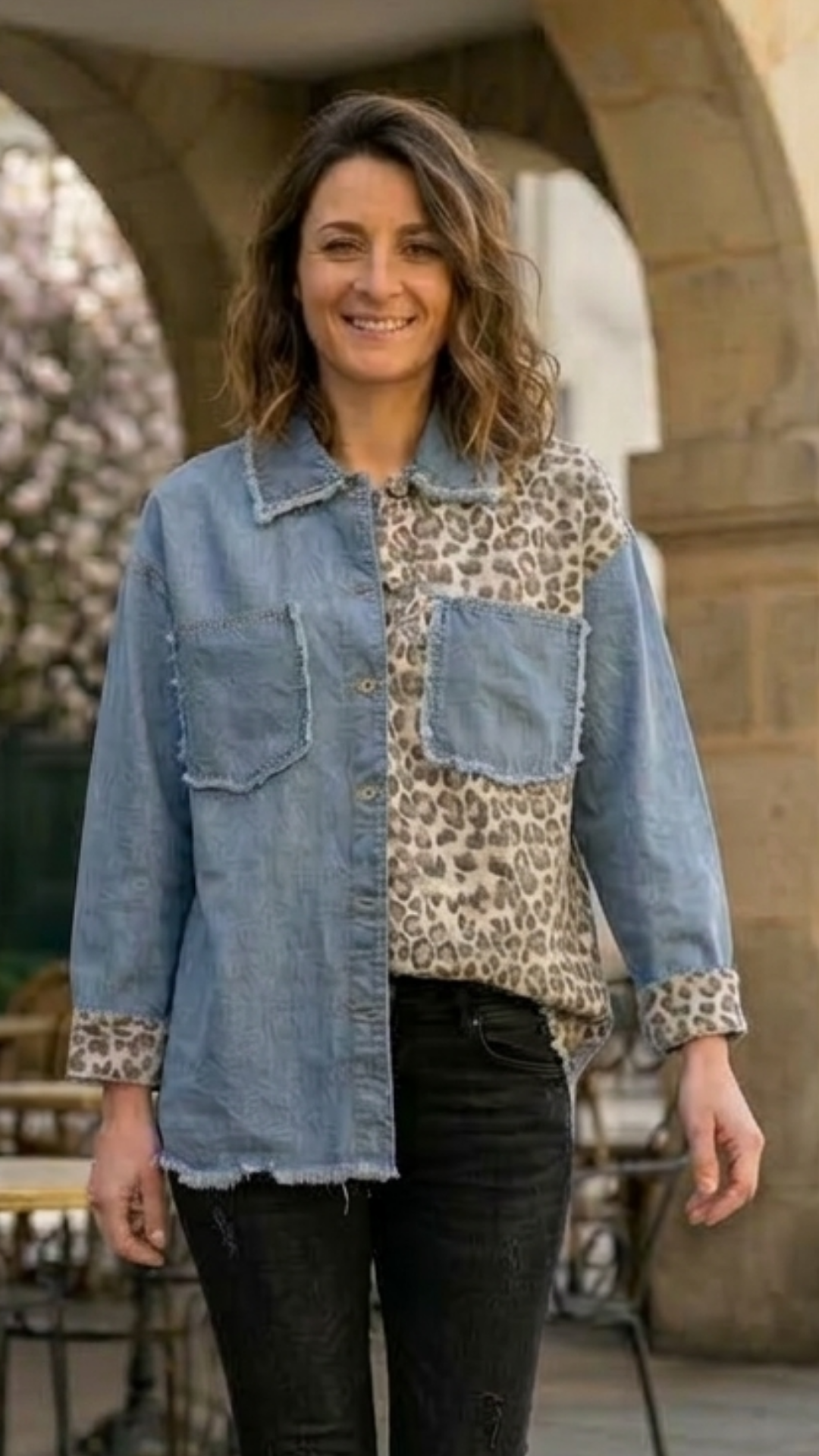 Chemise en Jean et Léopard à Motif Coeur HEART