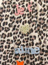 Chemise Léopard Oversize Inscriptions & Cœurs Perles LUCKY