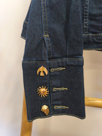 Veste en Jean Bleu Brut à Boutons Fantaisie Dorés AMBRE