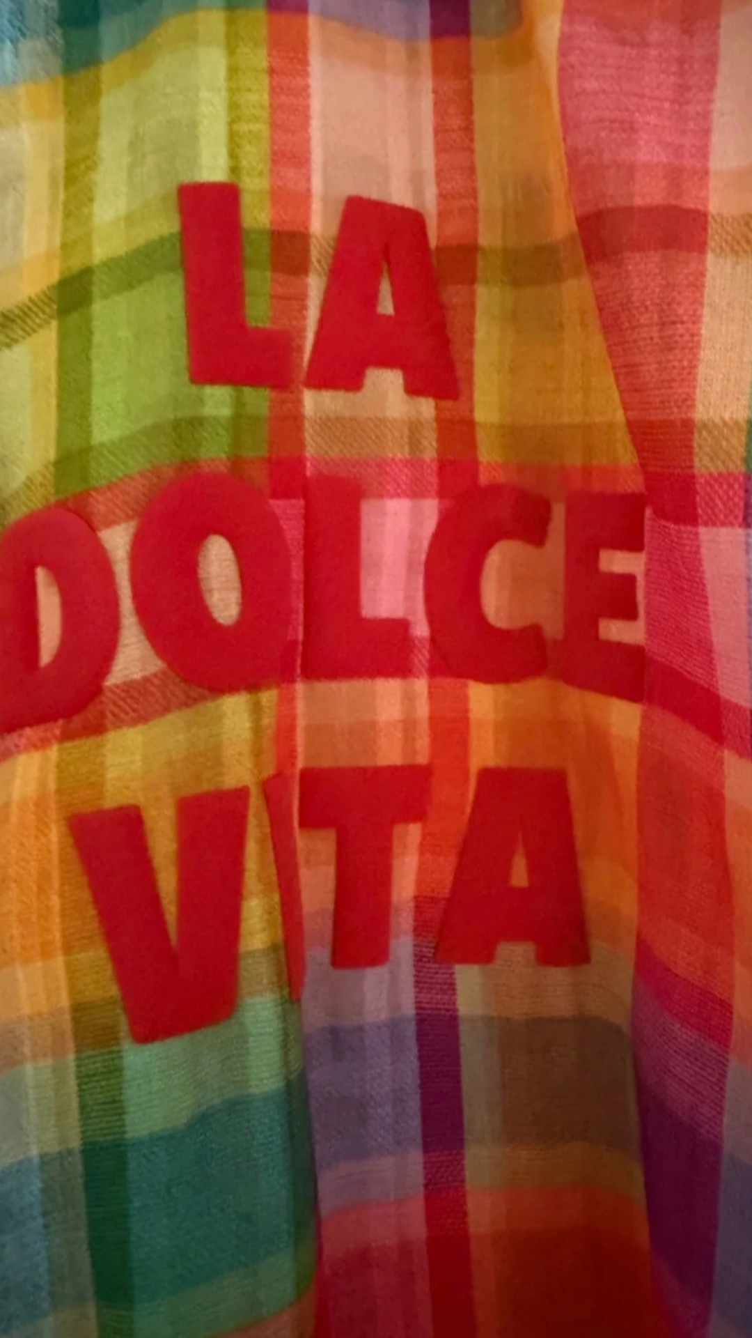 Chemise à Carreaux Multicolores Inscription "LA DOLCE VITA"