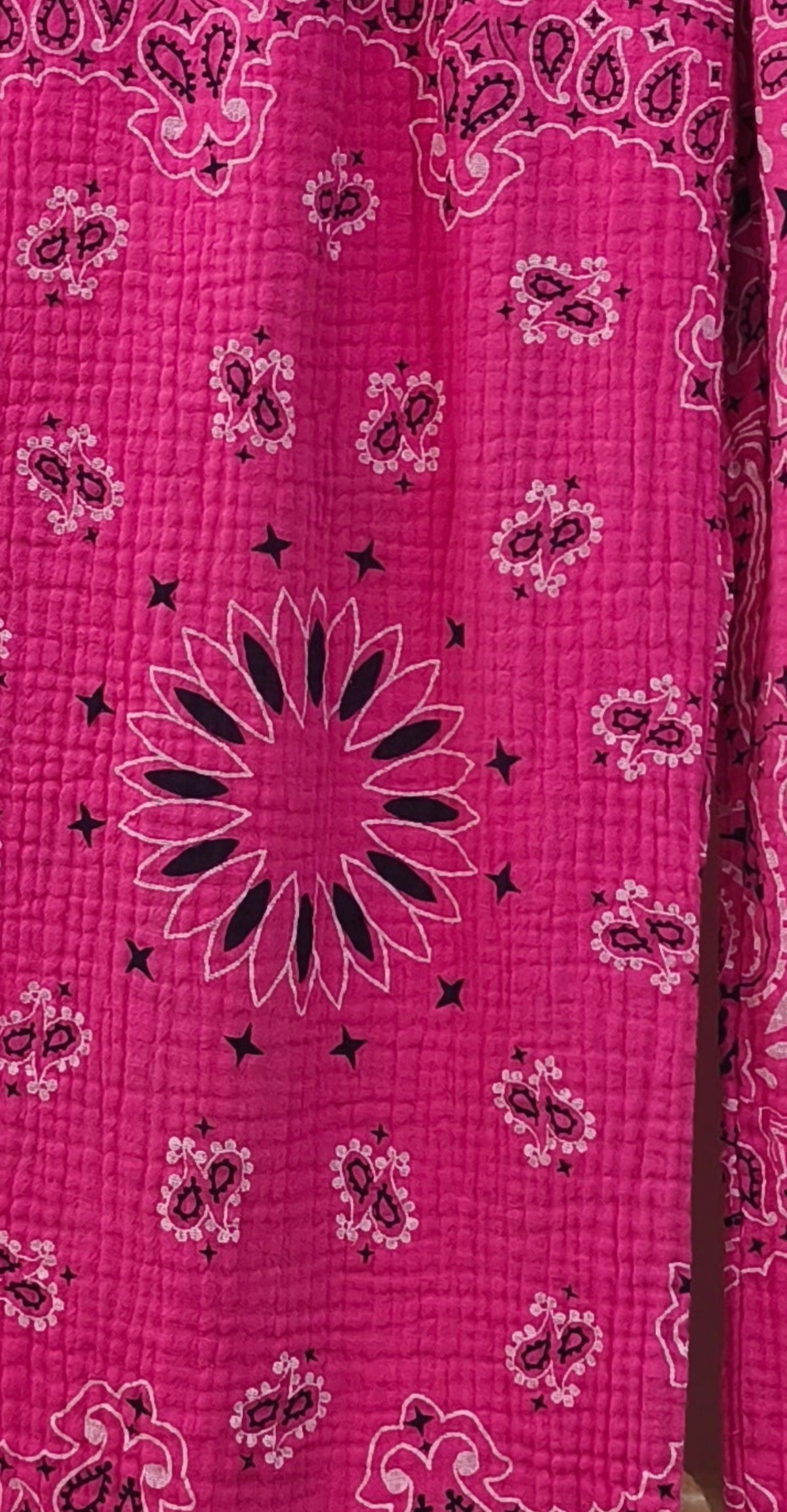 Pantalon Gaze de Coton Fuschia à Imprimé "BANDANA"