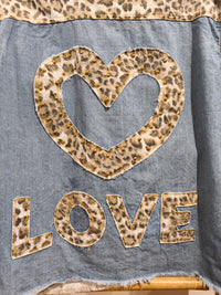 Chemise en Jean et Léopard à Motif Coeur HEART