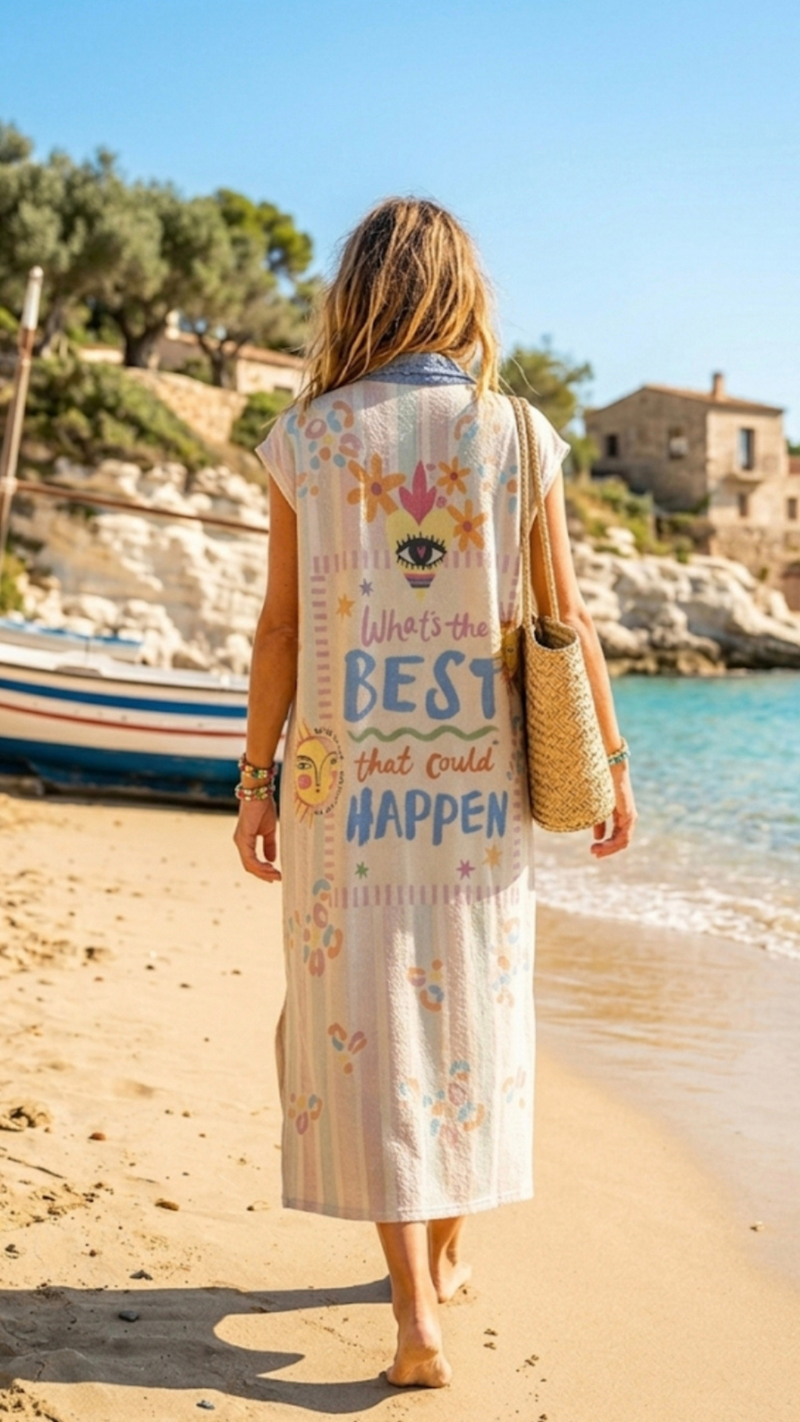 Robe Longue en Lurex et Col Dentelle Motif Soleil EYES